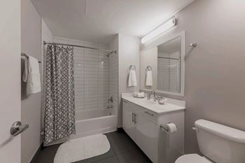 Ceramic tile bathroom flooring and tub/shower surrounds